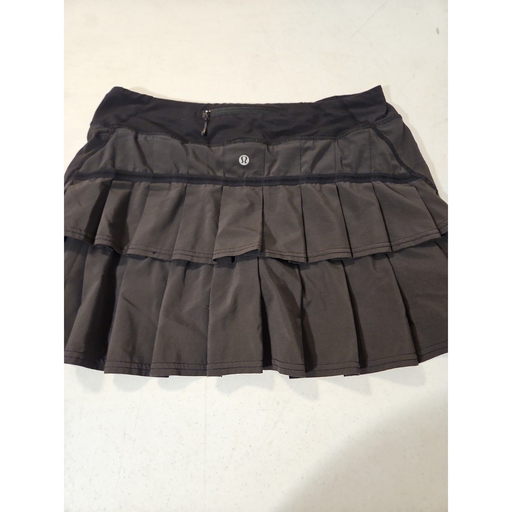 Lululemon Skort Womens 8 Black Ruffle Athletic Running Tennis Skirt/Shorts (L110
